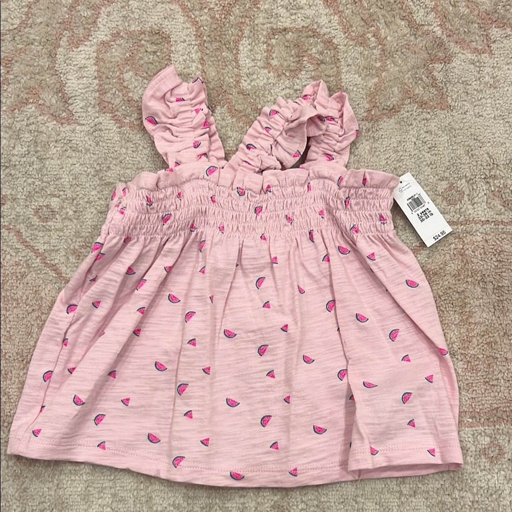 Pink Watermelon Print Ruffle Top baby gap girl 2 Years NWT